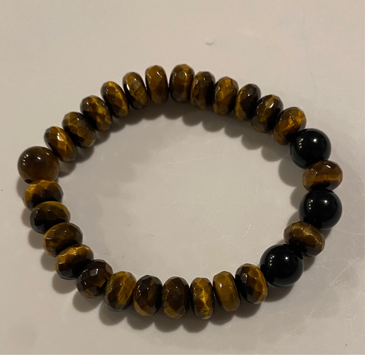 #Tiger's Eye Disk Bracelet