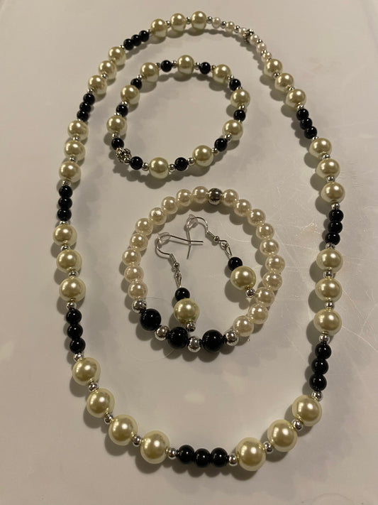 Classic Black & White Pearl Trio Set (2 Bracelets)