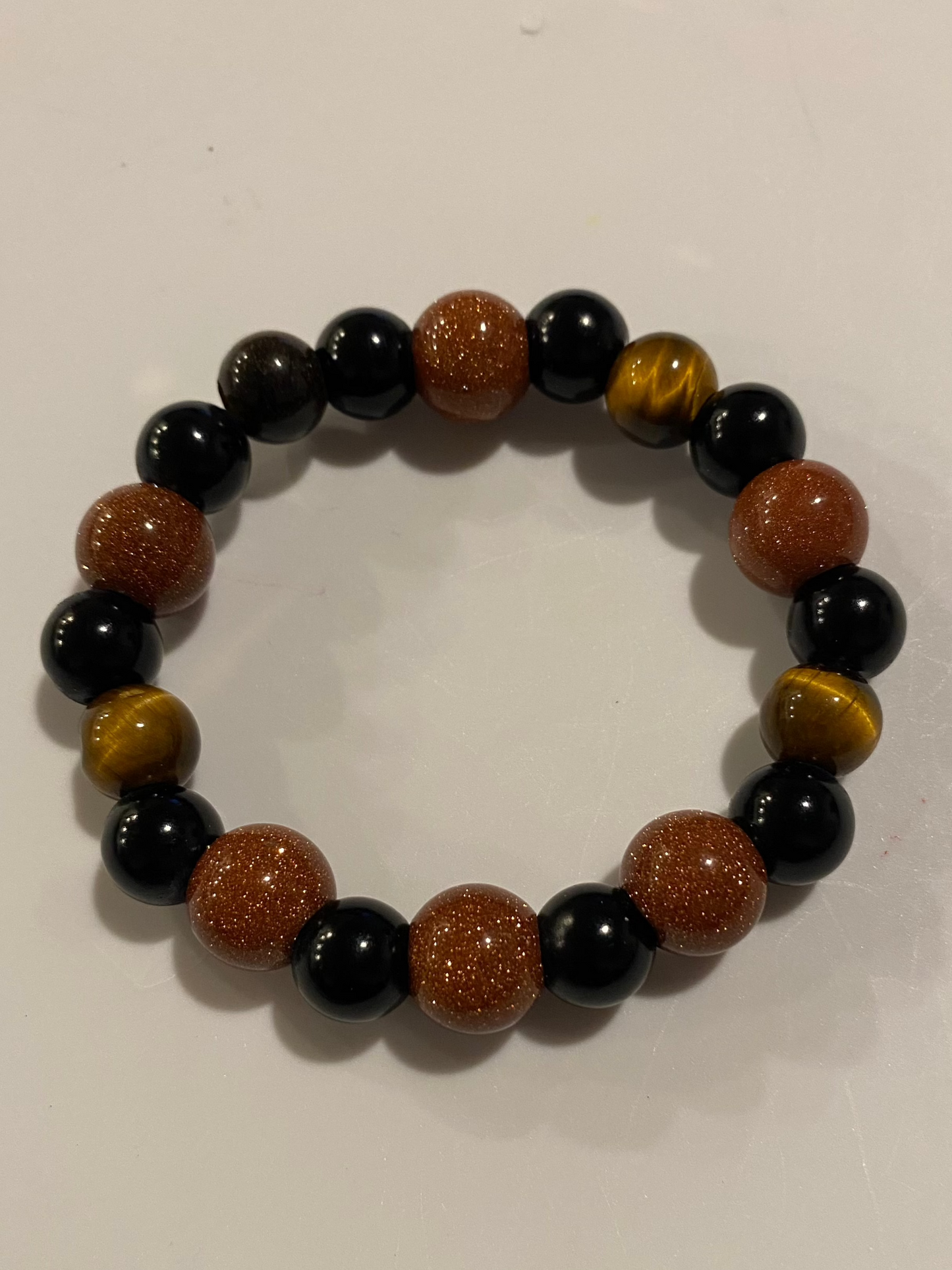 #Goldstone, Onyx & Tiger's Eye Bracelet